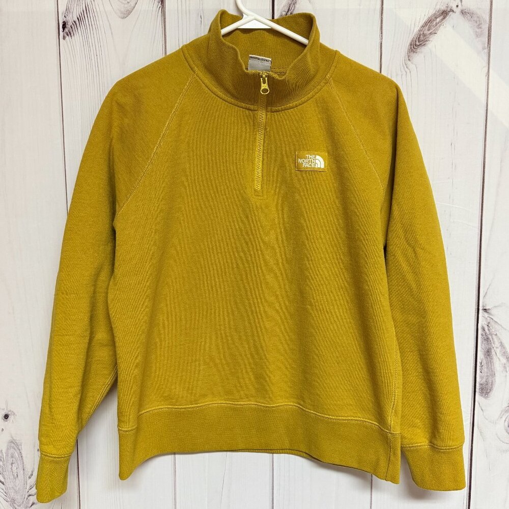 The‎ North Face Women’s Heritage Patch 1/4 Zip Sweatshirt Large Golden EUC